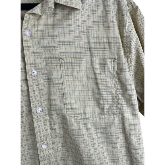 REI Shirt Mens M Yellow  Button Down Plaid Short Sleeve Outdoor Casual Beach - Picture 6 of 14